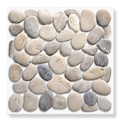 8 Self Adhesive Tiles: Pebble Stone - 6 x 6, Thick, Self Adhesive Stick on Wall Tile, Stickers, transfers, Decals. Over Any Size of Smooth Tiles or onto Any Smooth Wall Surface