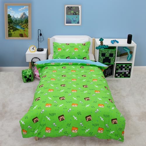 Housse de couette Minecraft simple réversible lit enfant