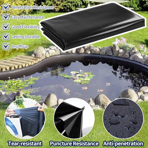 Generico Kit di Scarico per Cascata con Tubo corrugato per Esterni, Telo per laghetto per Carpe Koi, Membrana Nera Spessa 0,12 mm per Giardini Acquatici, Serbatoi, fontane e paesaggistica - Sottostra