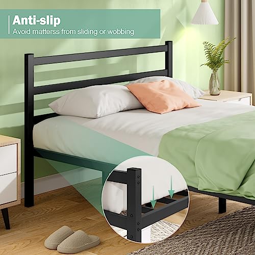 Mr Ironstone Full Size Bed Frame With Headboard & Footboard, 14 Inch High Heavy Duty Metal Platform Full Bed Frame No Box Spring Needed/Large Under Bed Storage Space/Anti-Slip/Noise-Free #TOP7