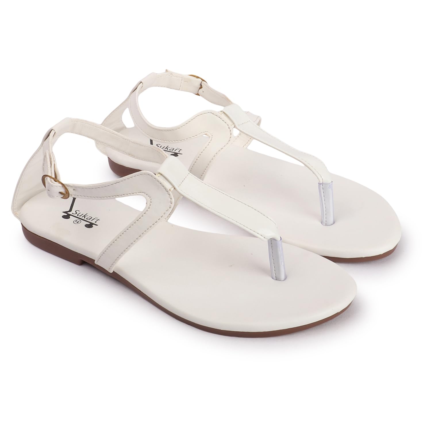 SUKART White Adjustable stylish Flat sandals for girls and womens (B0DG36J6QT) Amazon Price History, Amazon Price Tracker