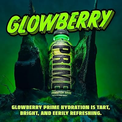 PRIME Hydration GLOWBERRY, Sports Drinks, Electrolyte Enhanced for Ultimate Hydration, 250mg BCAAs, B Vitamins, Antioxidants, Low Sugar, 16.9 Fl Oz, 12 Pack