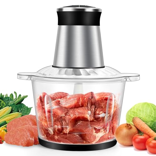 SKY-TOUCH Multi Chopper & Mincer 500W Food Grinder Chopper 2 Speed 6 Detachable SS Blades for Chopping Ice Crushing Meat Mincing Grinding Pureeing Anti Slip Ring 3L Working Capacity