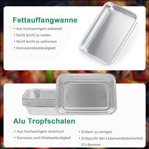WELL GRILL Ersatzteile für Weber Spirit 200 Series Gasgrills, 69803 Fettauffangwanne mit 83156 Edelstahl Tropfschale & 6415 Aluschalen Liners für Spirit E210 S210 E220 S220