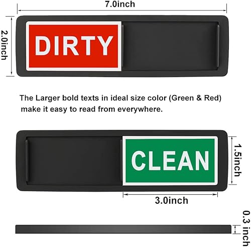 Miniatura 3 de Imán para lavavajillas con texto en inglés "Clean Dirty", letrero con mensaje de cocina sucia con calcomanías adhesivas, indicador deslizante para