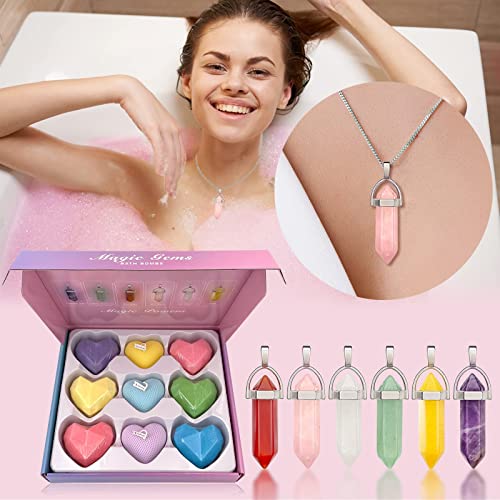 Huge Bath Bombs With Crystals And Gems Inside , Beauty Gift Set Including 6 Surprise Bath Bombs And 3 Aromatherapy Candles For Teen Or Preteen Girls……… #TOP3