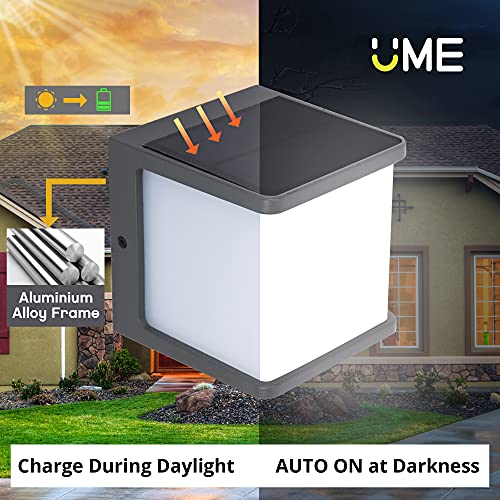 Ume Solar Motion Sensor Outdoor Led Wall Light, Ip65 Waterproof Modern Wall Sconce, 4000K, 500Lm, 120° Sensing Angle, Dusk To Dawn Wireless Fence Lights Decorative For Porch, Patio, Garden #TOP5