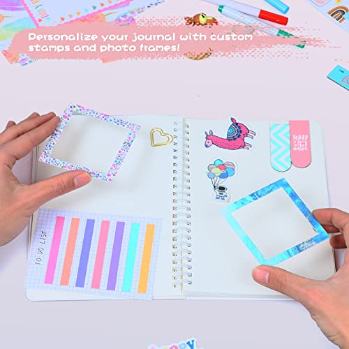 Diy Journal Set, Creative Writing Journal Scrapbook Kit For Teens Custom Journals, Personalize Your Planner Diary For Kids Ages 5-14 With Cartoon Stickers, Reusable Stencils, Magnetic Bookmark #TOP3