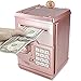 Suliper Electronic Piggy Bank Code Lock for Kids Baby Toy, Mini ATM Safe Coin Cash Banks Real Money Saving Box with Password, Auto Money Scroll for Children,Boys Girls Birthday Gift (Rose Gold)