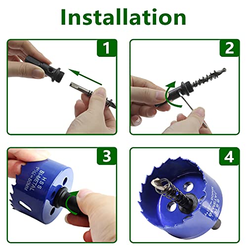 Image of Luomorgo 50mm /2 inch Hole Saw, 1 1 /4 inch Cutting Depth HSS Bi-Metal Hole Cutter for Wood Cornhole Boards Plastic Drywall & Metal Sheet | HSS Bi-Metal, For Wood Cornhole Boards, For Plastic Drywall, For Metal Sheet
