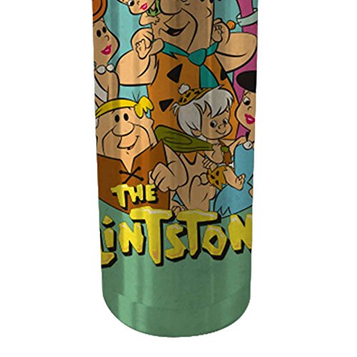 Garrafa Térmica Hanna Barbera Flintstones Family Fundo Verde 500 ml em Aço Inox - Urban - 25,5x6,8 c