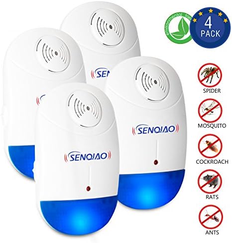 Pest Repeller-SENQIAO Ultrasonic Repellent Electronic Plug In Repeller for Insects Best Repellent for Cockroach,Rodents,Flies,Bugs,Ants,Mice,Spiders,Fleas(Pack of 4)