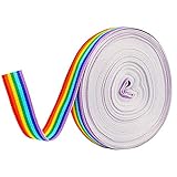 Konsait 15mm Rainbow Ribbon Grosgrain Stripe Double Face Polyester Ribbon for Crafts DIY Sewing Accessories Hairbow Gift Boxes Wrapping Wedding Party Birthday Festival Decoration,20M
