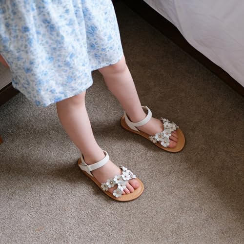 Image of Flaryzone Girls Sandals Open Toe Summer Flats Dress Sandals Shoes Toddler /Little Kid