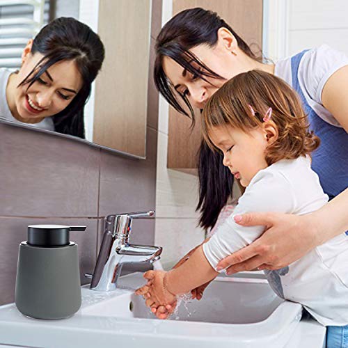 Bosilunlife Grey Lotion Dispenser - Modern Ceramic Soap Dispenser Bathroom 12 Oz Bottles Lotion Hand Pump Dispenser Black Pump Dish Liquid Dispenser For Kitchen Hand Wash Dispenser #TOP7