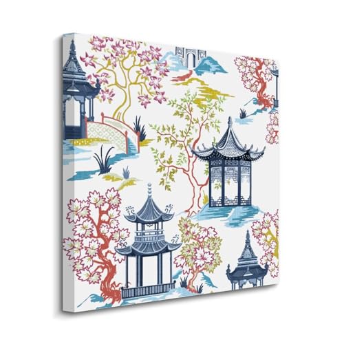Impression sur toile pagode chinoiserie tableau d'art haut de gamme