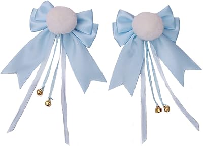 Lolita Furry Ball Hair Clips Bowknot Hairpin Barrette Halloween Cosplay Costume Headwear (Blue)