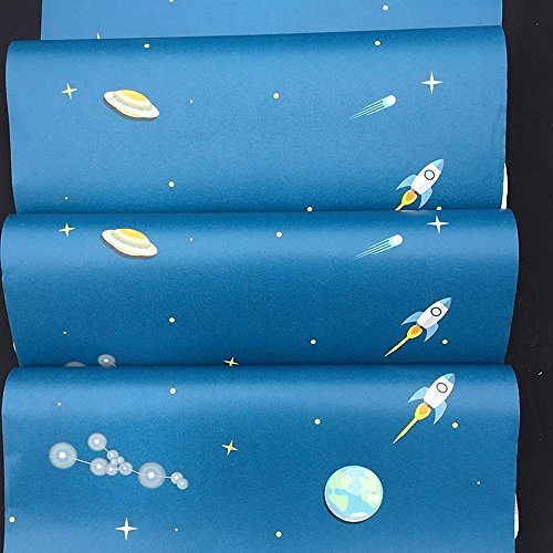 Hoyoyo 17.8 X 78 Inches Self-Adhesive Shelf Liner, Shelf Liner Dresser Drawer Paper Wall Sticker Boy Room Decoration Blue Planet #TOP1