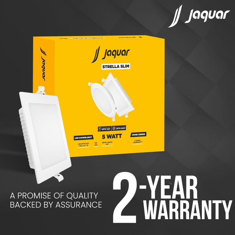 Image of Jaquar Strella Slim 5W Square Recess Down Light - Natural White, Energy Efficient LED Ceiling Light for Home and Office (Pack of 1)