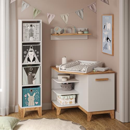 VitaliSpa Table à Langer Malia, Blanc/Artisan, 85x85.2cm avec Porte