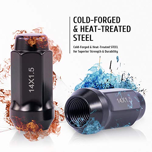 Omt M14X1.5 Lug Nuts With Cone Seat, 3/4" 19Mm Hex 1.9X0.87 In. Blackened Wheel Lug Nuts Compatible With Chevrolet Silverado Suburban 1500 Ford Expedition F-150 Ram 1500 & More, Set Of 24 #TOP3