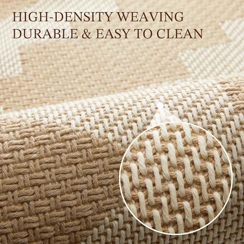 Tapete decorativo beige geométrico 3x5 ft lavable miniatura 5