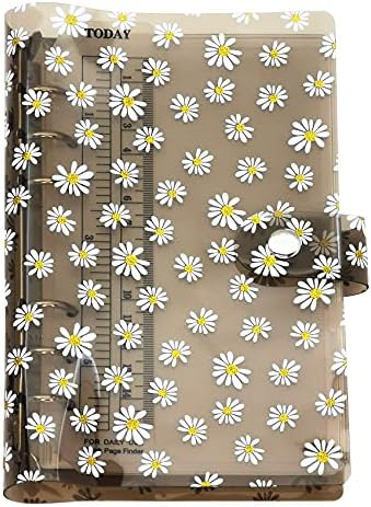 A6 A5 6-Holes Colorful PVC Cover Round Ring View Binder with Snap Button Closure File Folder (Black Rain, A6 Mini Set)