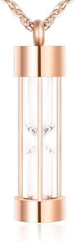 Miniatura 9 de abooxiu Collar de urna de reloj de arena para cenizas, joyería de cremación para cenizas, collar de cenizas de recuerdo conmemorativo de acero