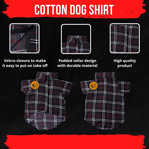 Image of Sage Square Funky Soft Material Dog Shirt | Cool /Funky Print Pet | Soft Light Weight | Comfortable & Breathable Dog Clothing | Trendy Vest Outfit (XSmall - 12 Inches, Black Check Print)