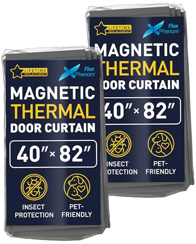Image of Flux Phenom Thermal Insulated Door Cover - Easy Install Temperature Barrier, Magnetic Door Curtain for Winter, Keeps Warm Air in, 40 inchx82 inch (Pack of 2)