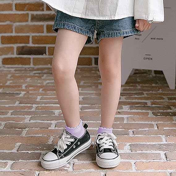 Looching 5 Pack Baby Girls Boys Mesh Thin Socks Cotton Low Cut Kids Toddler No Show Ankle Socks 1-12T Soft White/Multicolor - Image 3