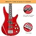 GLARRY Electric Bass Guitar Full Size 4 String Exquisite Stylish Bass with Power Line, Bag and Wrench Tool (Red)