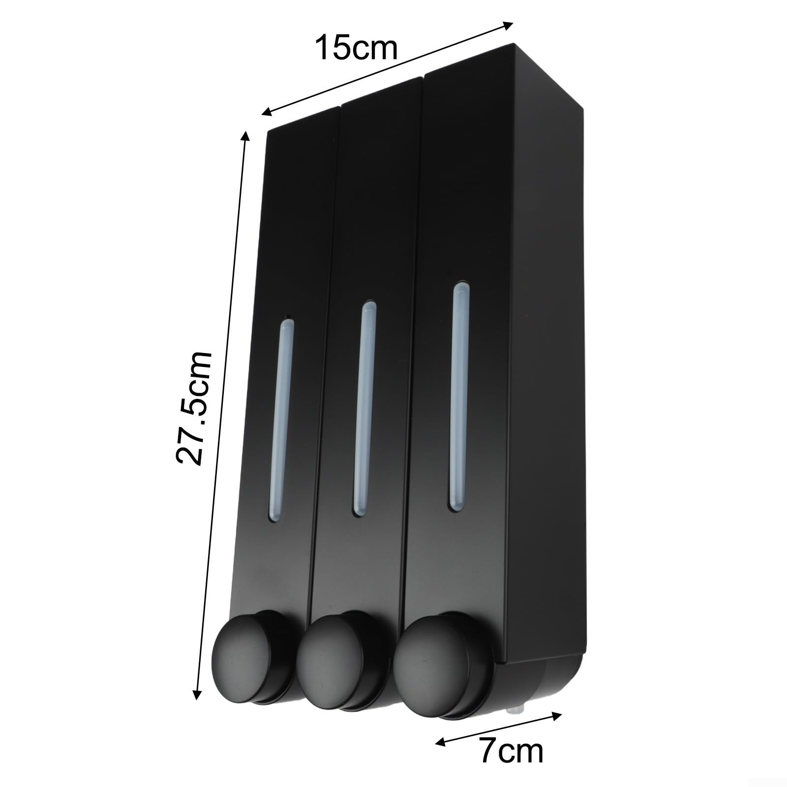 Dispenser di sapone da parete, bottiglia a 3 scomparti per gel doccia, shampoo, balsamo, 400 ml, organizer da bagno in ABS a prova di perdite, trasparente, bianco (nero tre)