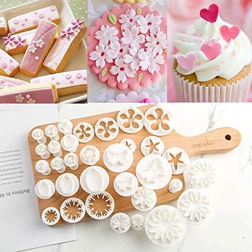 33 Pcs Baking Mold Tools, Fondant Cookie Plunger Cutters, Cake Embossing Tools, DIY Cookies Cake Decorating, with Shape of Snowflake/Flower Leaf /Butterfly Shape/ Icing