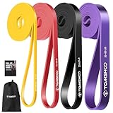 TOMSHOO Fitnessbänder [4er Set], Resistance Bands Set mit 4 Stufen, Widerstandsbänder mit Übungsanleitung&Tragebeutel, Fitnessband für Yoga, Pilates, Stretching, Klimmzüge, Krafttraining, Muskelaufbau
