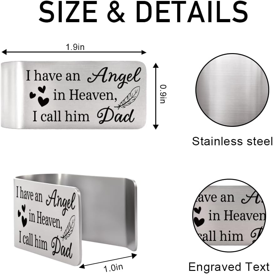 I Have an Angel in Heaven I Call Him Dad Visor Clip for Cars, Sympathy Gifts for Loss of Dad, Dad Memorial Gifts, Car Accessories in Memory of Father, Bereavement Present for Loss of Father
