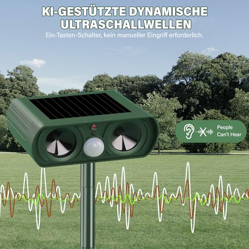 RoamRover 2er-Pack Katzenschreck für Garten Solar, Ultraschall-Katzenschreck für den Außenbereich, kann Katzen, Vögel, Füchse, Waschbären, Kaninchen und Nagetiere wirksam abwehren (2)
