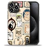 CARLOCA Case for iPhone 16 Pro,Vintage Cat Animal Pet Lover Collage Design Hybrid Dual Protection Soft TPU + Hard PC, Shockproof & Anti-Scratch Cover Men Women Stylish Protective Phone Case