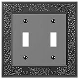 Amerelle 43TTAN English Garden Wallplate, 2 Toggle, Antique Nickel