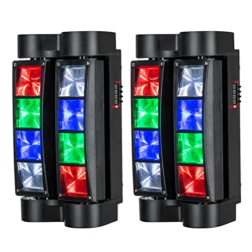 Spider Moving Head DJ Lights, Disco Party Stage Lights Indoor, Lunsy 8x10W RGBW Sound Activated DMX-512 Control Strobe Beam Lighting for Christmas Party Pub Festival Wedding Event Show, 2 Packs