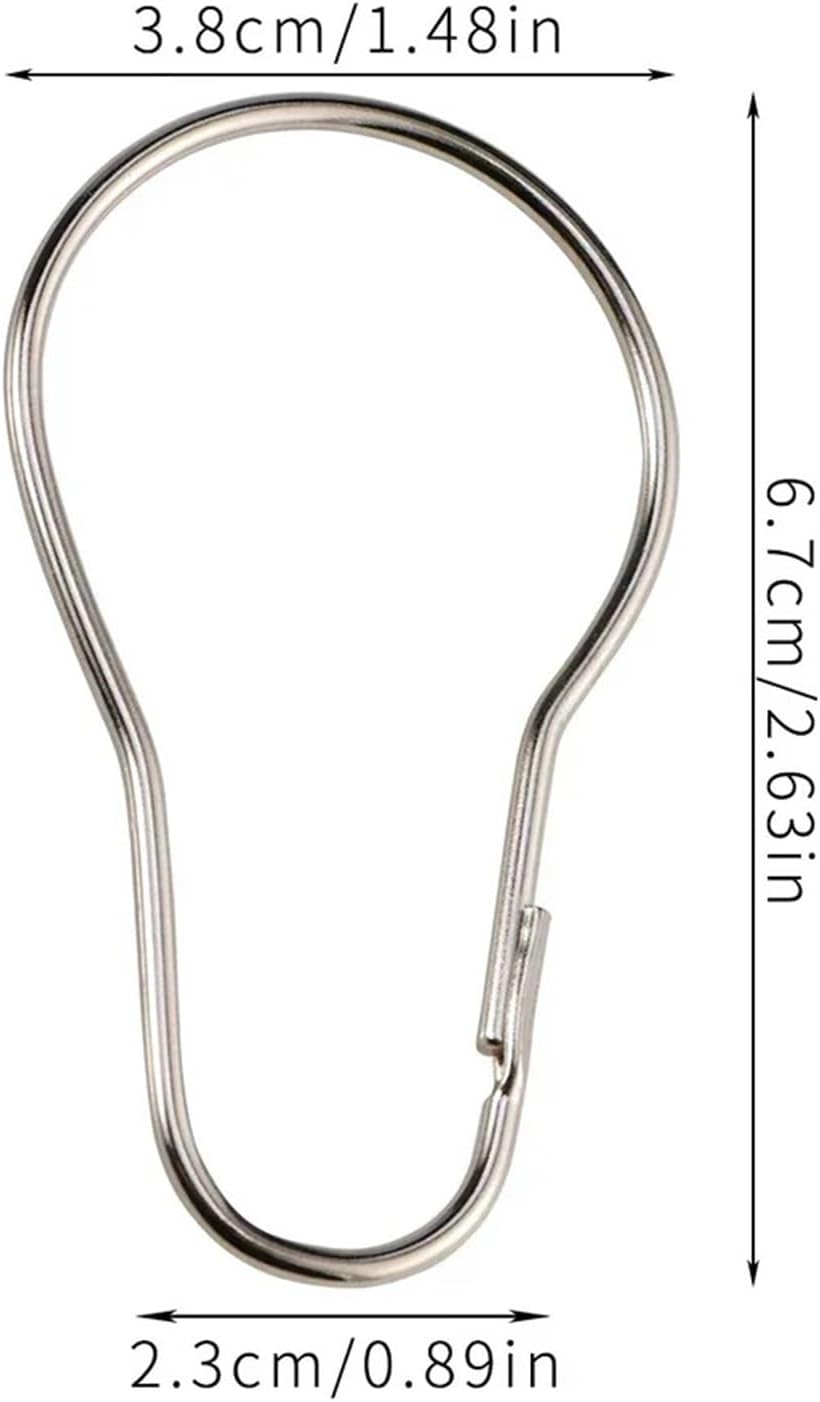 Curtain rings, Curtain Rings 60pcs Glide Roller Hooks for Shower Rod Clamp Home Bathroom Curtain(Size B)