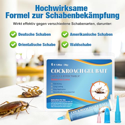 Kakerlaken Gel 6 Stück – Präzise Punkt-Applikation für Innen- und Außenbereiche, Langzeitschutz-Matrix