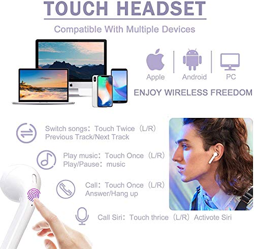 Wireless Earbuds Bluetooth 5.0 Headphones,with【24Hrs Charge Case】 IPX5 Waterproof, 3D Stereo Noise Cancelling Wireless Earbuds,Pop-ups Auto Pairing,for Android/iPhone/Samsung/Airpods Pro - Image 4
