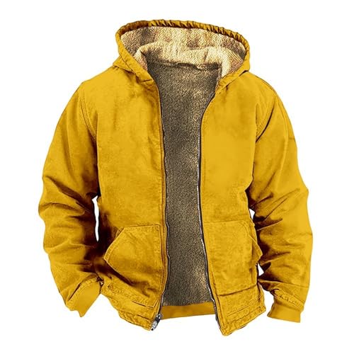Chemise à capuche en polaire épaisse pour homme veste décontractée zippée dorée grand format 5XL
