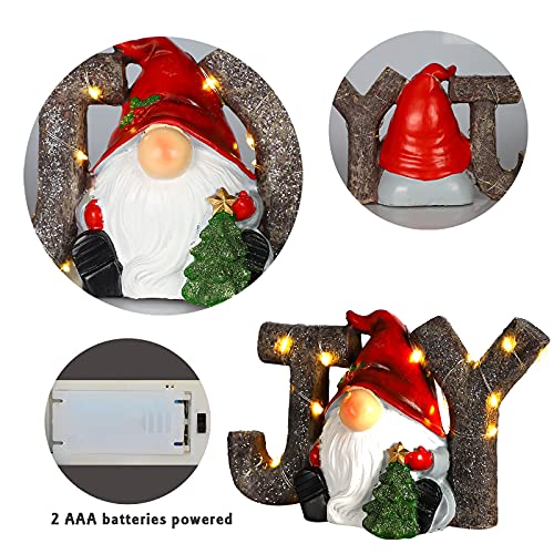 Mortime Christmas Table Decorations With Led Lights, Resin Joy Centerpiece Santa Claus Hold Christmas Tree For Holiday Party Home Table Decor Christmas Decorations #TOP1