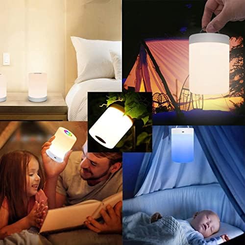 Fedetkey Night Light,LED Touch Control Chargeable Smart Bedside Table Lamp,RGB Color Changing Modes for Baby Kids Bedroom,Office,Camping