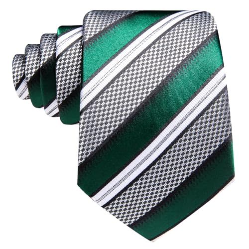 Image of Barry.Wang Mens Tie Set Plaid Check Neckties Formal Business Wedding Luxury Pocket Square Cufflinks