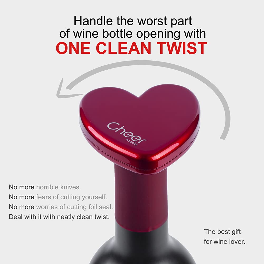 Cortador de papel de vino - Herramienta de corte de papel de vino en forma de corazón de lujo, cortador de papel de aluminio para botellas de vino, cortador de vino, abridor de papel de 2