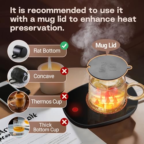 Image of Coffee Mug Warmer for Desk with Auto Shut Off, Coffee Cup Warmer for Desk with Auto Shut Off, 3 Adjustable Temperature Settings & 8 Hours Auto shutoff