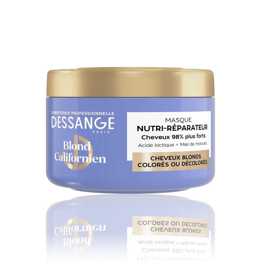 DESSANGE - Masque Cheveux Nutri-Réparateur Blond Californien - Acide Lactique & Miel De Manuka - Nourrit, Répare & Protège De La Casse - Cheveux Blonds, Colorés, Décolorés - 280ml